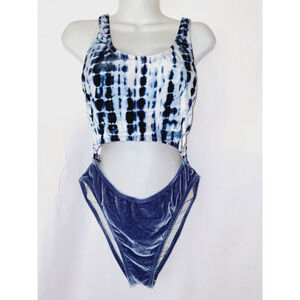 PINK One Piece womens Swimsuit L Blue Tie Dye Velvet beach vacation monokini